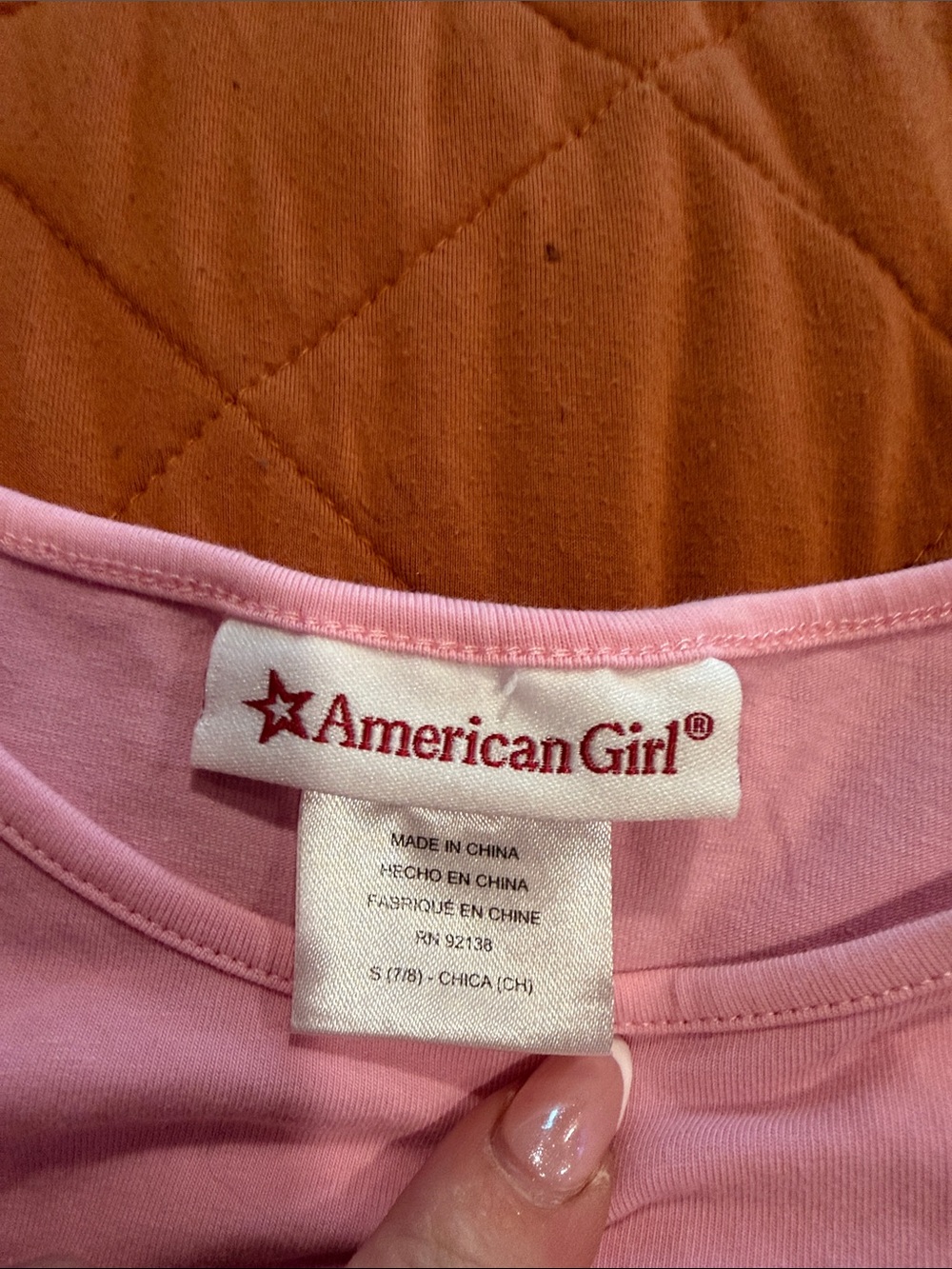 B64 Youth S(7/8) American Girl Light Pink Front-Tie Crop Top - Picture 2 of 3